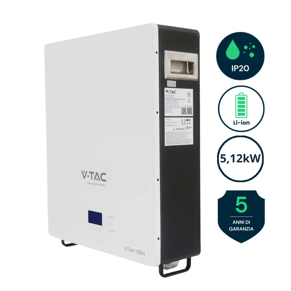 Kit Fotovoltaico Monofase 6000W con Inverter Ibrido e Accumulo Litio 5.12 kWh – Deje V-TAC