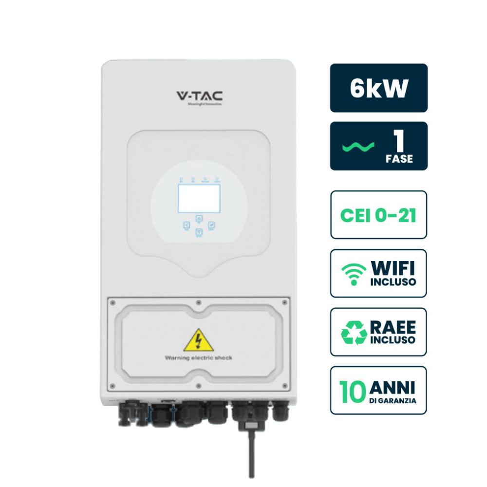 Kit Fotovoltaico Monofase 6000W con Inverter Ibrido e Accumulo Litio 5.12 kWh – Deje V-TAC