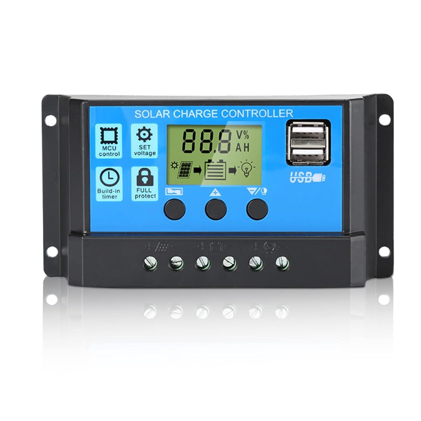 Regolatore di carica solare ANERN 30A 12V/24V | Display LCD | Compatibile con pannelli fotovoltaici | Ricarica batterie | Monitoraggio in tempo reale