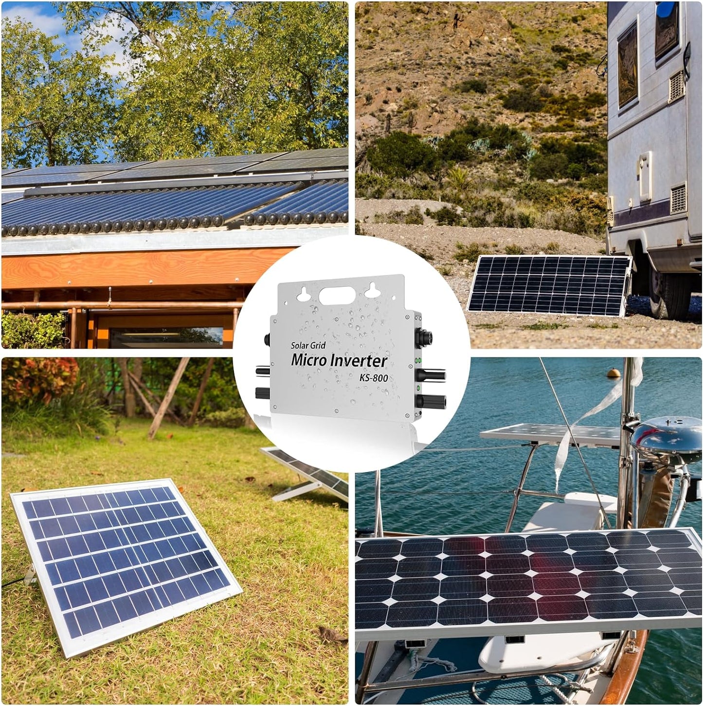 MICRO INVERTER 800W IP65 IMPERMEABILE CON APP PER 2 PANNELLI SOLARI DA BALCONE