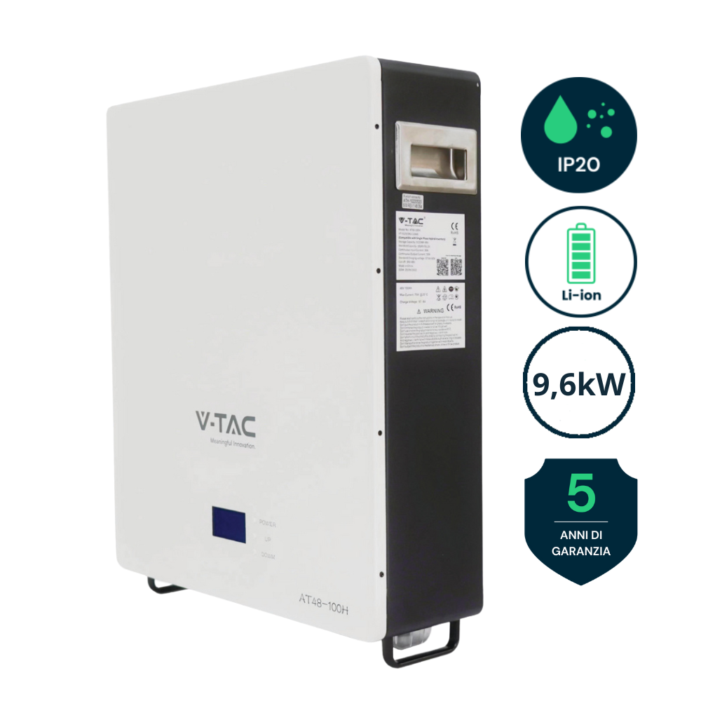 Kit Fotovoltaico Monofase 6000W con Inverter Ibrido e Accumulo Litio 9.6 kWh – Deje V-TAC