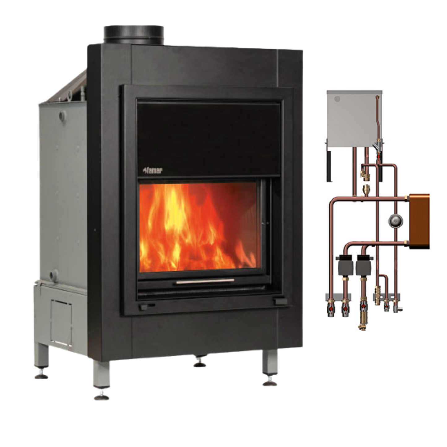Termocamino a legna idro Famar eco Sv 28 31kw