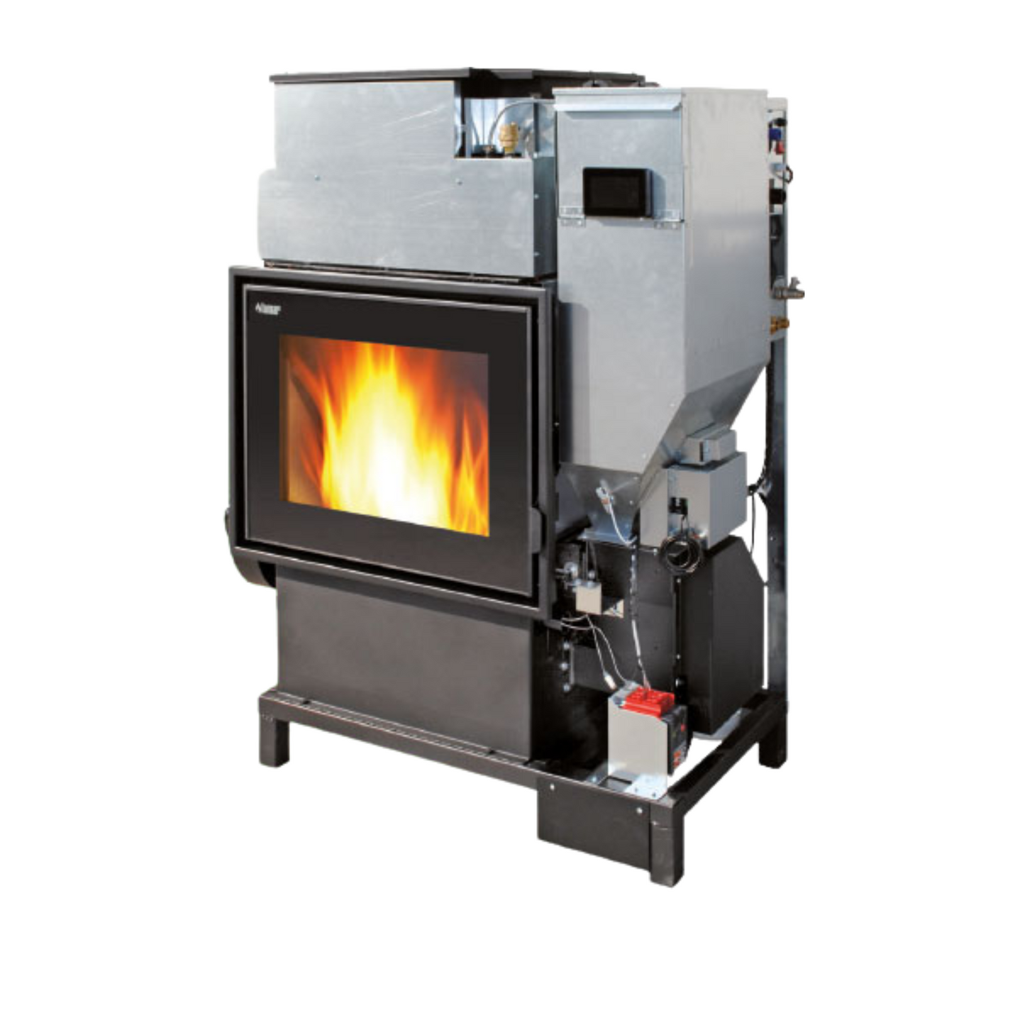 Termocamino policombustibile combinato legna/pellet Famar kronos 32 kw