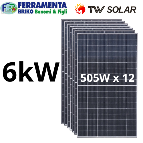 Campo FOTOVOLTAICO 6kW - 12 pannelli TW Solar 505 w N-type Bifacciali
