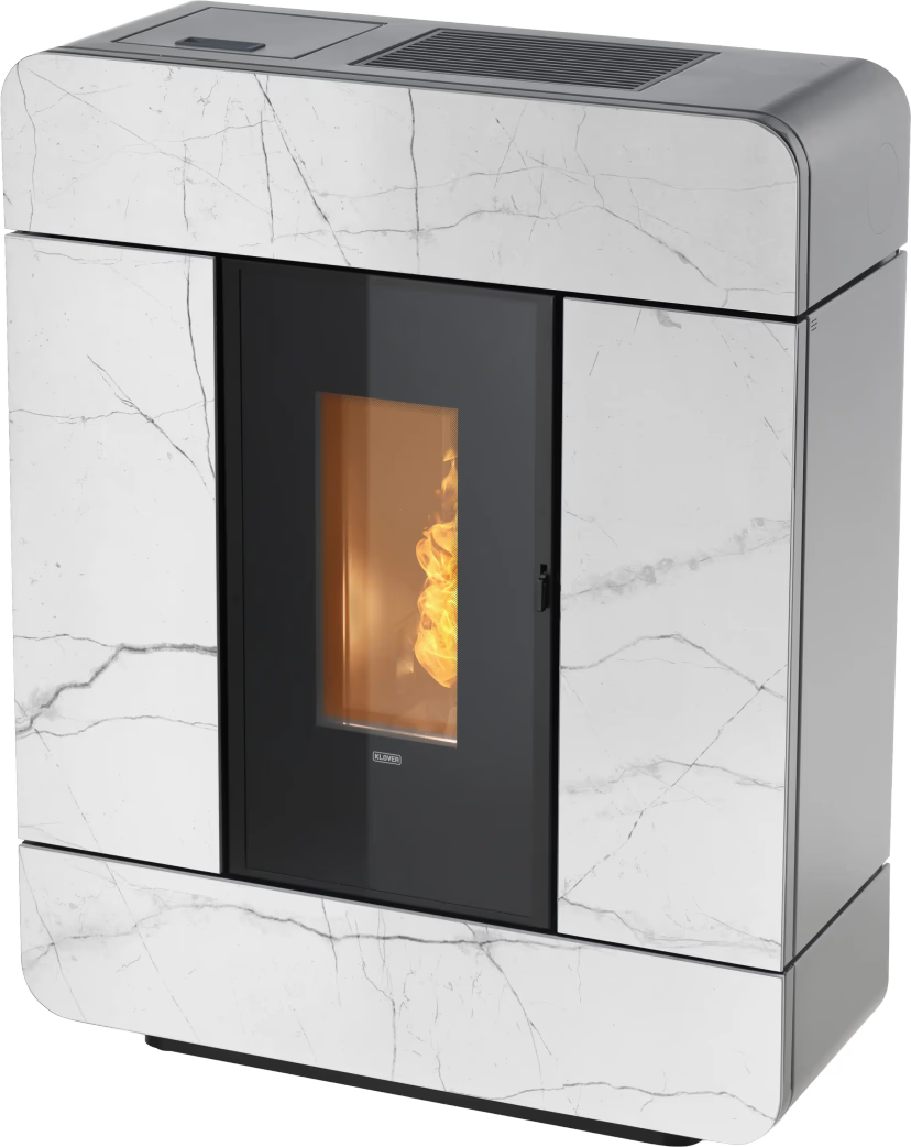 KLOVER termostufa a pellet DIVA SLIM (Natural Stone / Wood / Gres) — 12 kW e fino a 170 m² riscaldabili