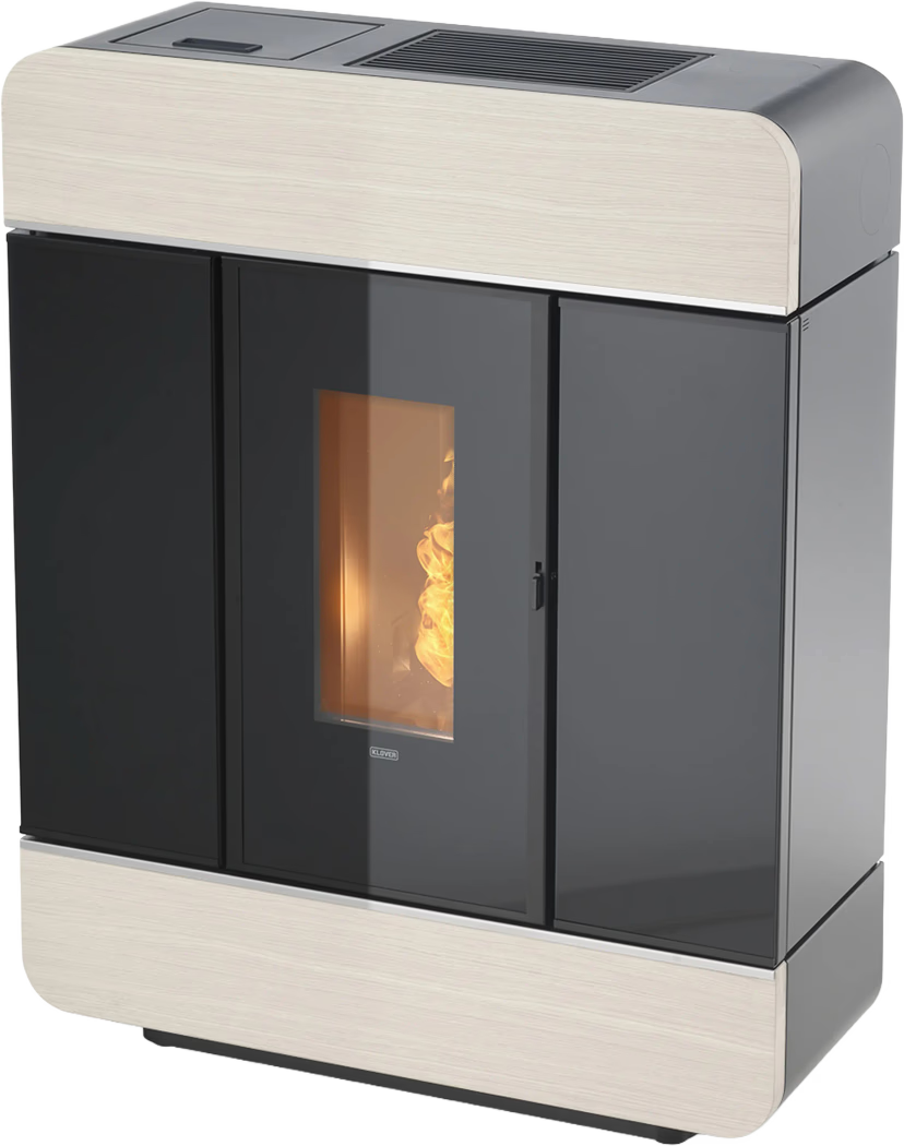 KLOVER termostufa a pellet DIVA SLIM (Natural Stone / Wood / Gres) — 12 kW e fino a 170 m² riscaldabili