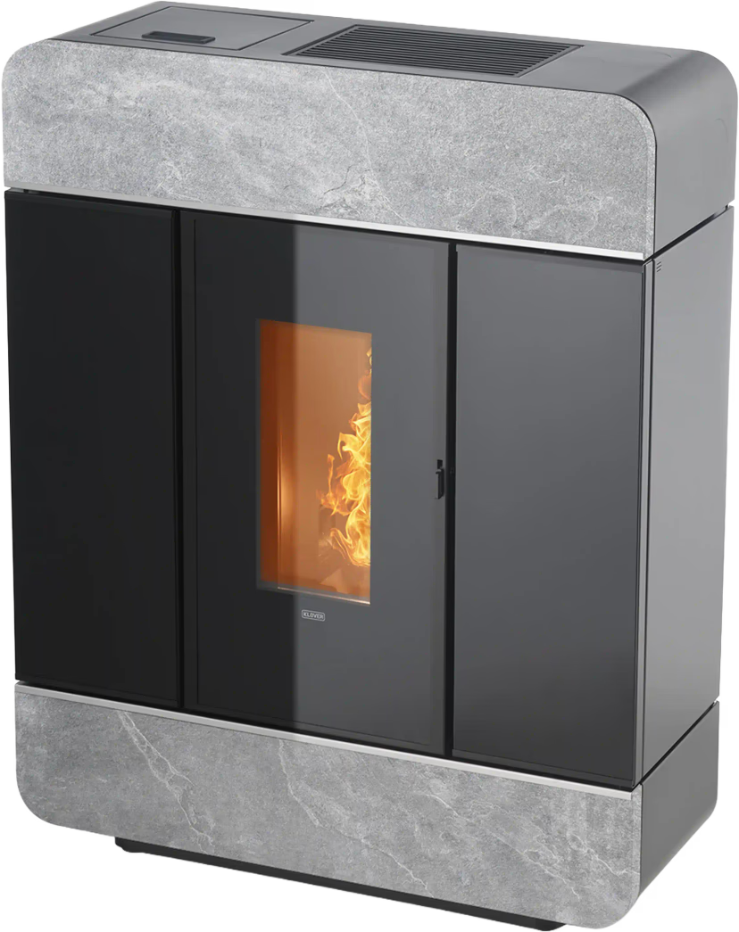 KLOVER termostufa a pellet DIVA SLIM (Natural Stone / Wood / Gres) — 12 kW e fino a 170 m² riscaldabili