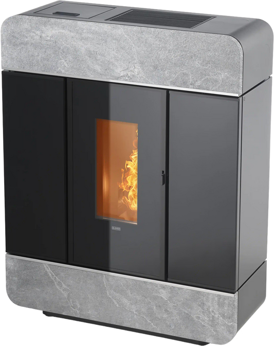 KLOVER termostufa a pellet DIVA SLIM (Natural Stone / Wood / Gres) — 12 kW e fino a 170 m² riscaldabili