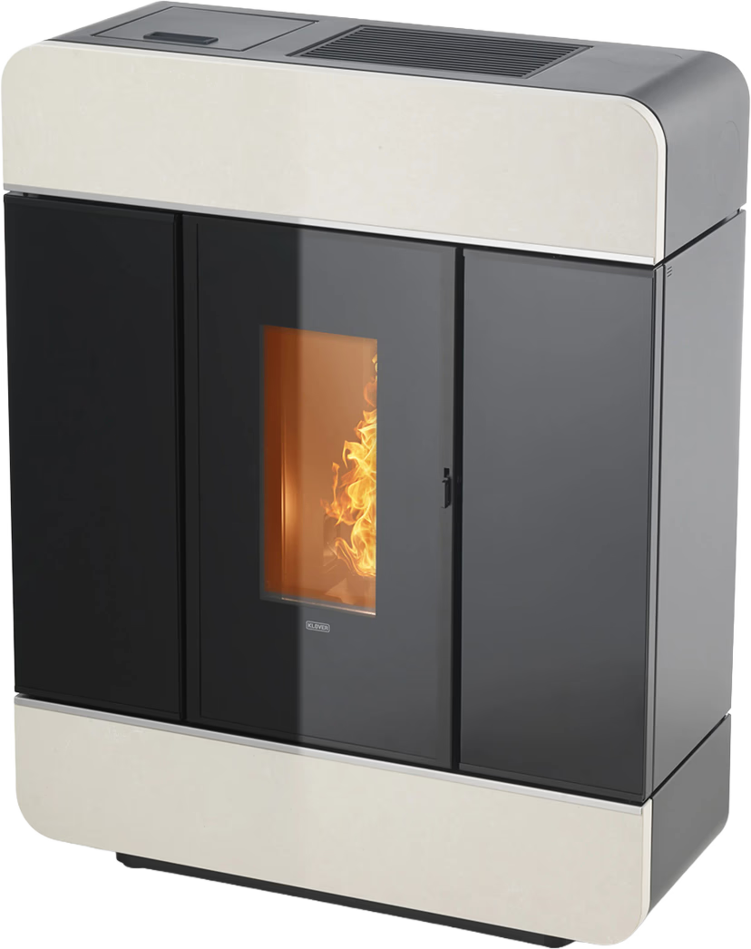 KLOVER termostufa a pellet DIVA SLIM (Natural Stone / Wood / Gres) — 12 kW e fino a 170 m² riscaldabili