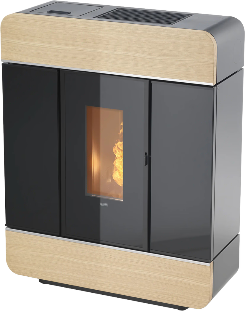 KLOVER termostufa a pellet DIVA SLIM (Natural Stone / Wood / Gres) — 12 kW e fino a 170 m² riscaldabili